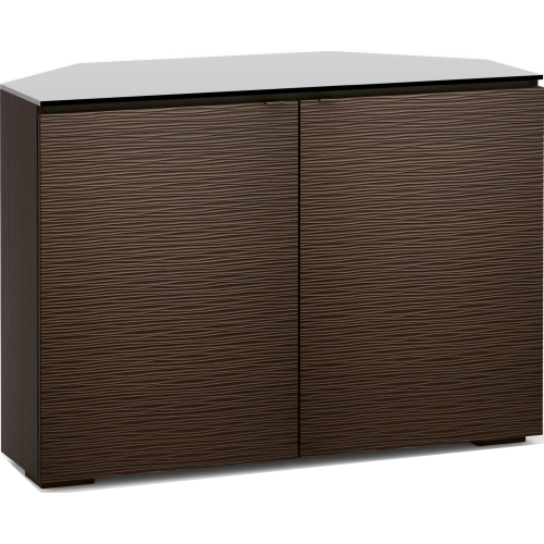 Berlin 323CR 44" Corner TV Stand AV Cabinet in Textured Wenge with Black Glass